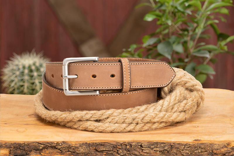 LIMITED EDITION - Butter Tan Cowhide Stitched Leather Belt 1.50" (Very Flexible & Soft Leather)