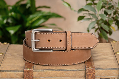 LIMITED EDITION - Butter Tan Cowhide Stitched Leather Belt 1.50" (Very Flexible & Soft Leather)