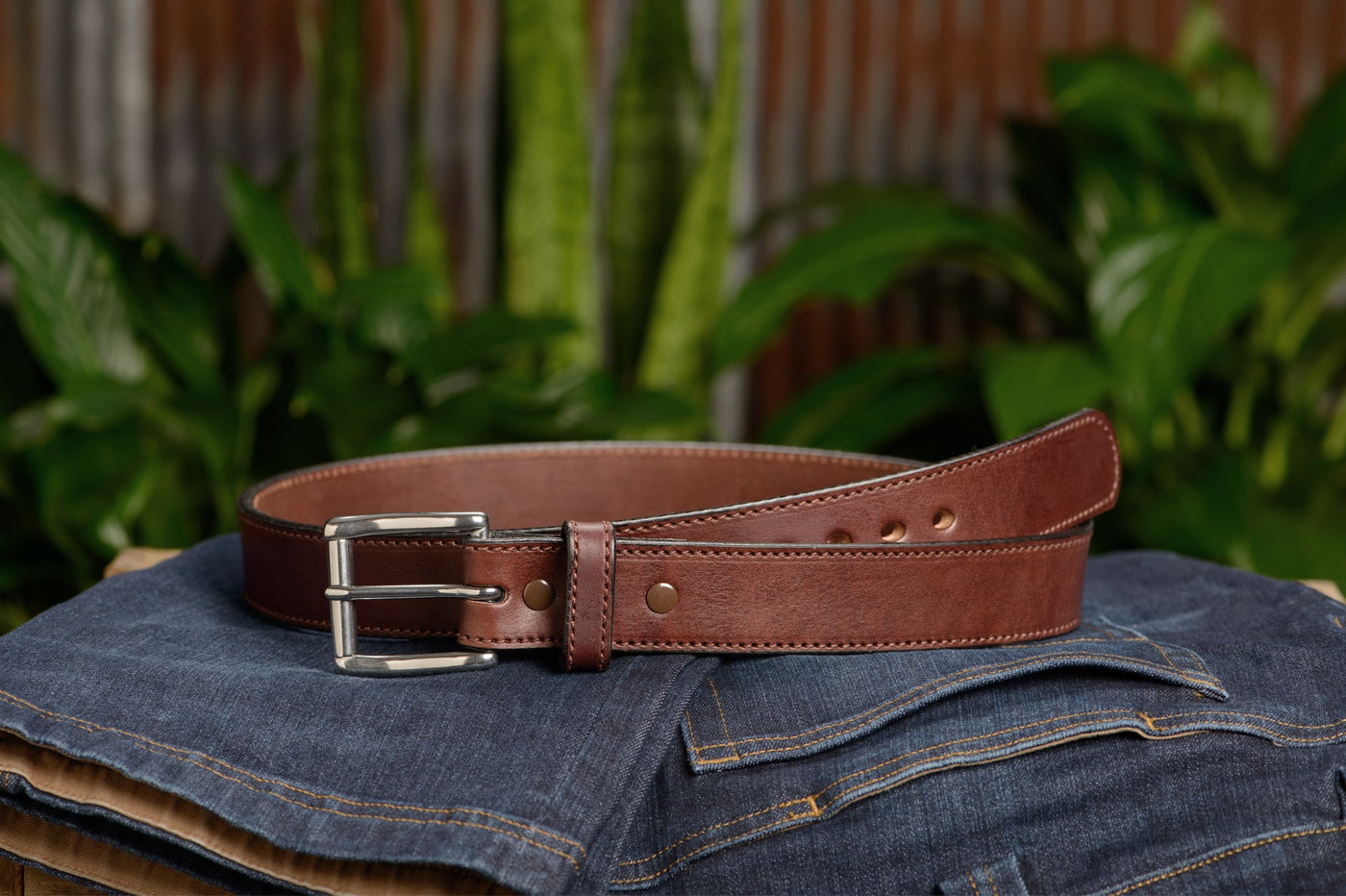 Double Down Leather Belt | Made in USA | Leather Belt for Men | Two Prong Mens Work Belt | Men's Belts Casual