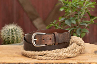 The Crazy Horse: Men's Oil Tanned Non Stitched Leather Belt 1.375"