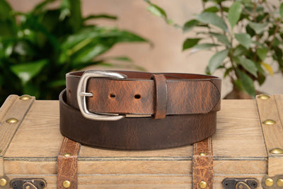 The Crazy Horse: Men's Oil Tanned Non Stitched Leather Belt 1.375"