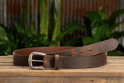 The Crazy Horse: Men's Rustic Brown Non Stitched Leather Belt 1.375"