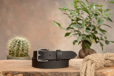 The Lakota: Black Stitched Water Buffalo With Snaps 1.25" - Bullhide Belts