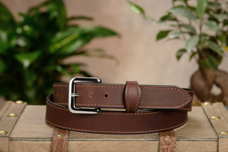 The Lakota: Brown Stitched Water Buffalo With Snaps 1.25" - Bullhide Belts