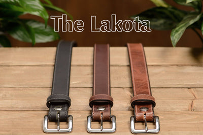 The Lakota: Rustic Brown Stitched Water Buffalo With Snaps 1.25" - Bullhide Belts