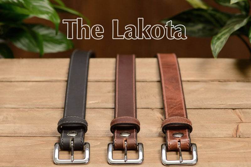 The Lakota: Black Stitched Water Buffalo With Snaps 1.25" - Bullhide Belts