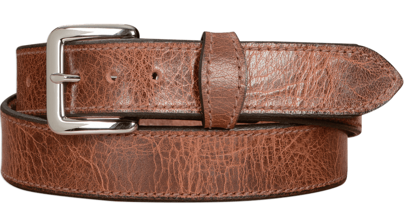 The Lakota: Rustic Brown Stitched Water Buffalo With Snaps 1.25" - Bullhide Belts