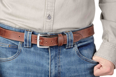 The Lakota: Rustic Brown Stitched Water Buffalo With Snaps 1.25" - Bullhide Belts