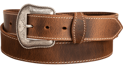 The Crazy Horse: Men's Oil Tanned Stitched Western Leather Belt 1.50" With Conchos