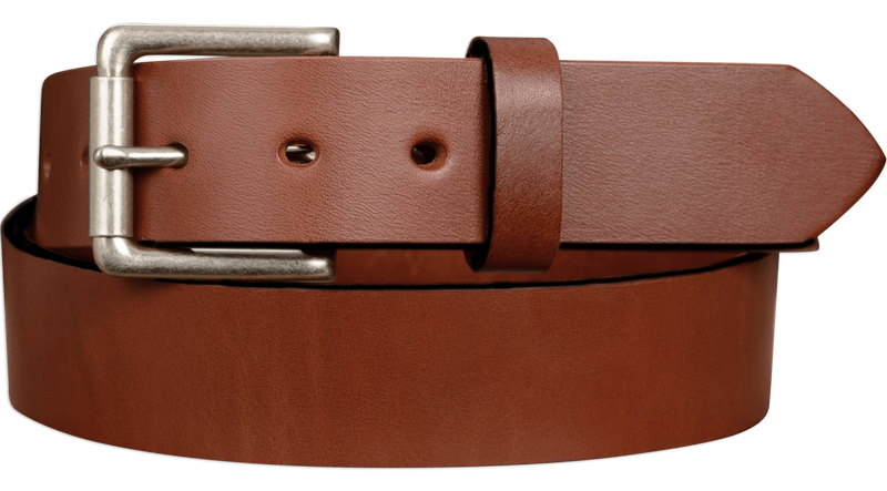 The Maverick: Medium Brown Non Stitched Leather Belt 1.50"