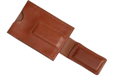 Medium Brown Premium Leather Slim ID Wallet With Magnetic Money Clip