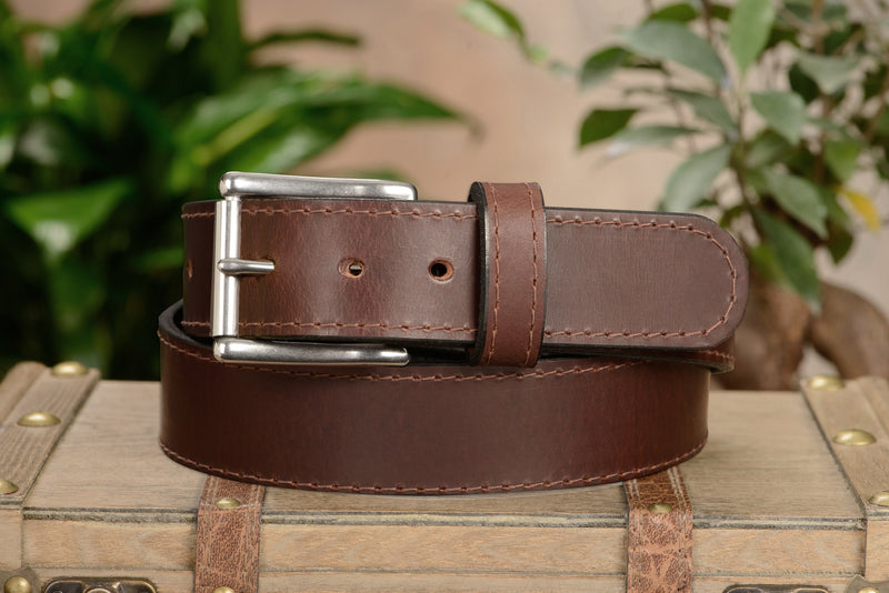 Brown English Bridle Leather Money Belt With 25" Zipper 1.75" EXTRA WIDE