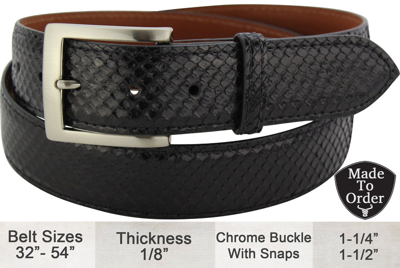 Python-like leather double buckle belt