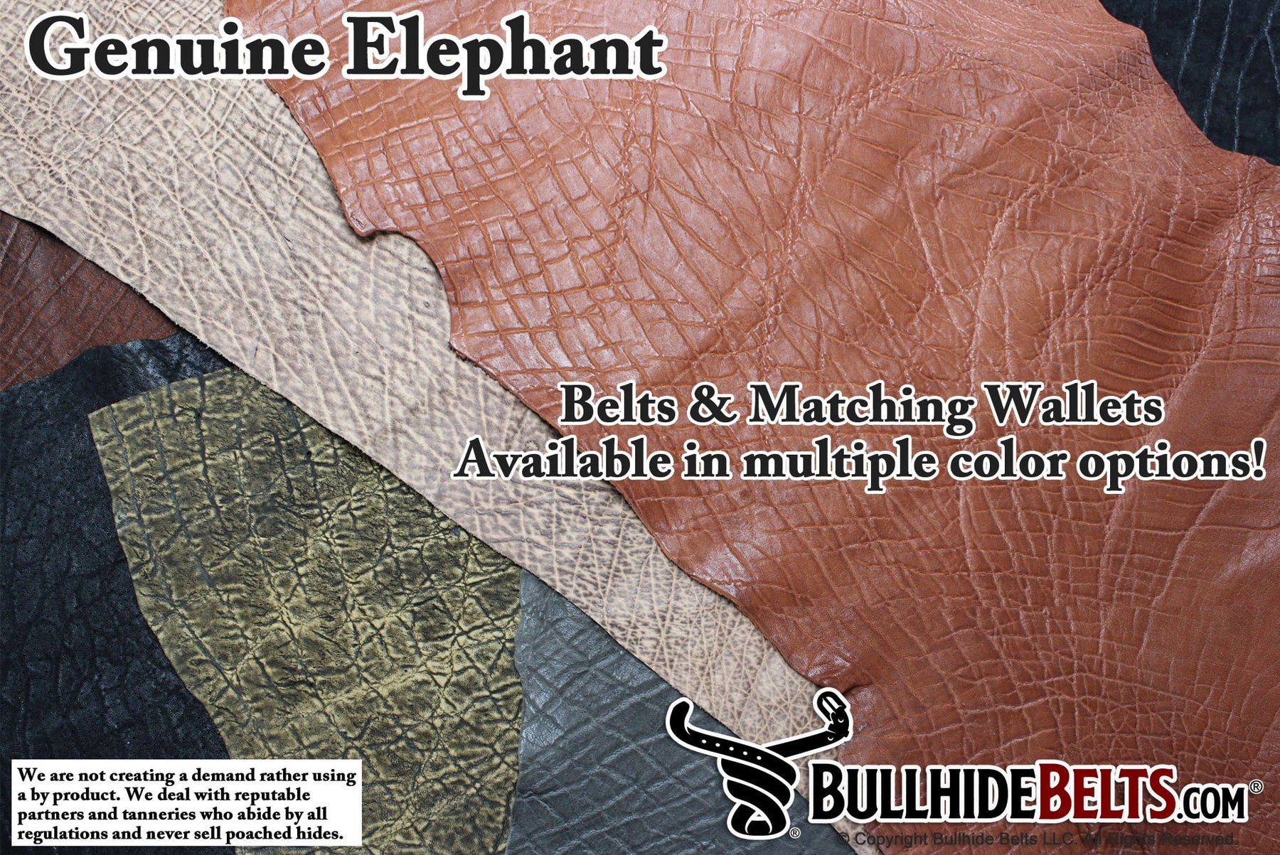 Genuine Elephant Hide Leather Mens Wallet in color Rustic