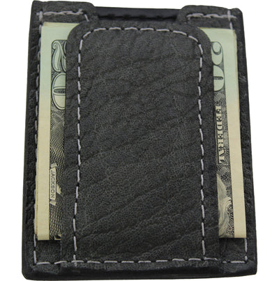 Anthony Hand Finished Alligator Grain Leather Credit Card Money Clip - Brown