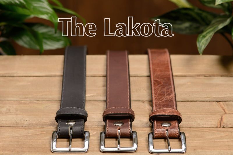 SPECIAL OFFER The Lakota: Rustic Brown Stitched Water Buffalo With Snaps 1.50" - Bullhide Belts