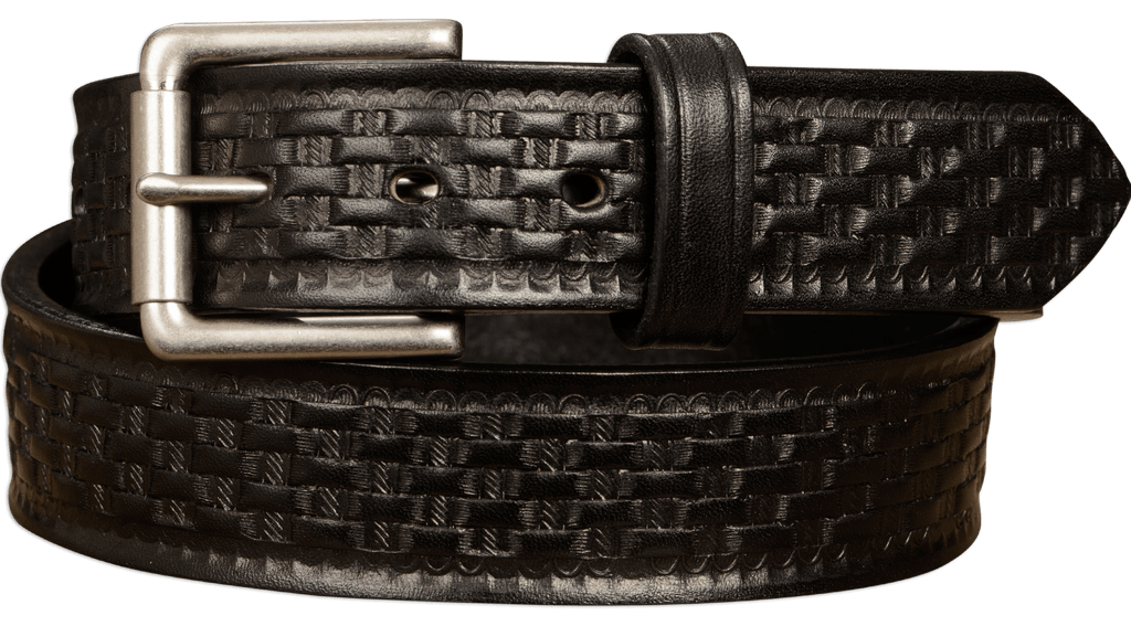 The Maverick: Men's Black Basket Weave Leather Belt 1.50