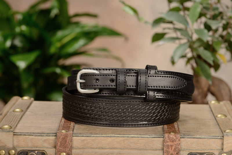 1.75 Dual Layer Black Basketweave Belt – Gray Jay Leather