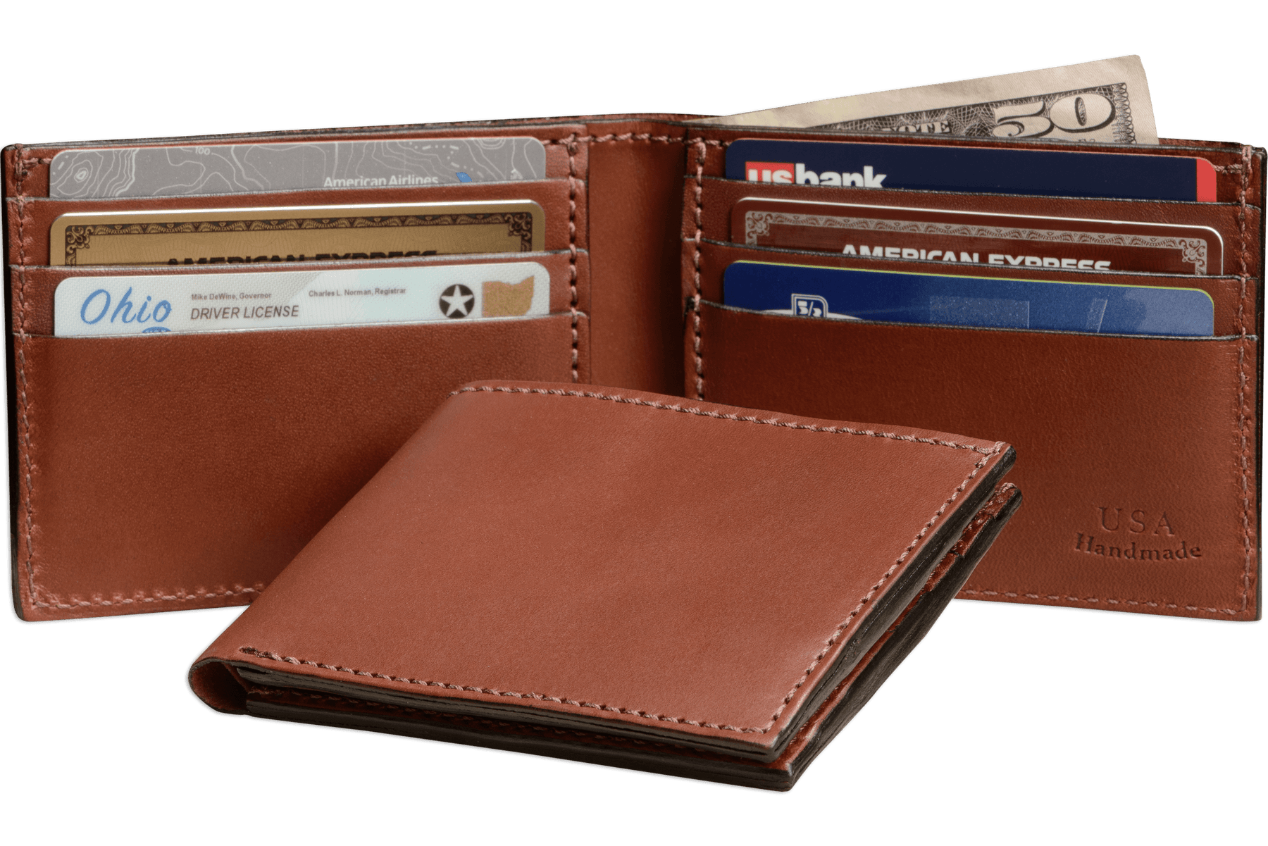 Handmade American Bison Bifold Leather Wallet