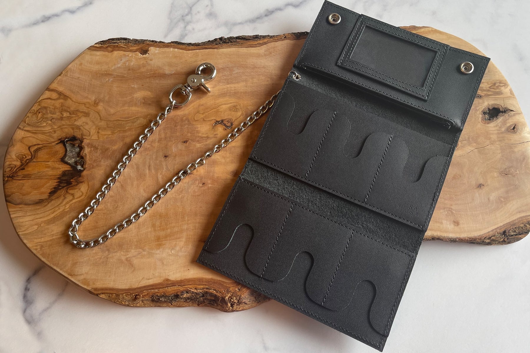 Leather Chain Wallet, Leather Biker Wallet, Guitar Pick Wallet with Chain