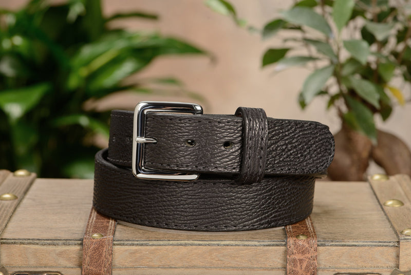 Black Ostrich Leather Belt