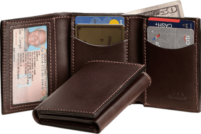 Tan Premium Leather Biker Chain Wallet with ID Window 