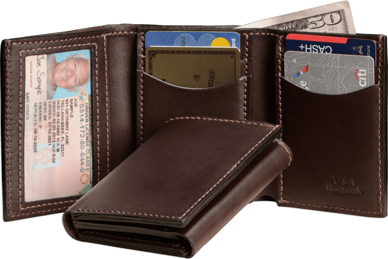 Genuine Leather Women's Slim Trifold Wallet RFID Blocking