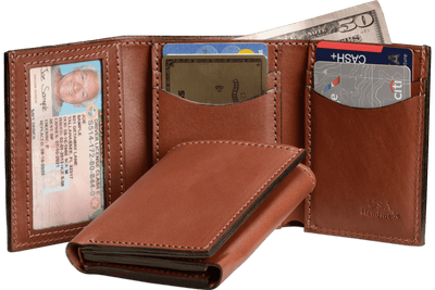 Genuine Leather Trifold Wallets For Men - Mens Wallet With 2 Flip-Up ID  Windows RFID Blocking Gifts For Men